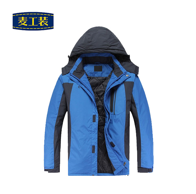 麦工装加厚带帽两穿工作服冲锋衣CF12001