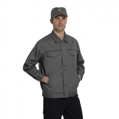 麦工装新款灰色长袖夹克工作服套装FC12041